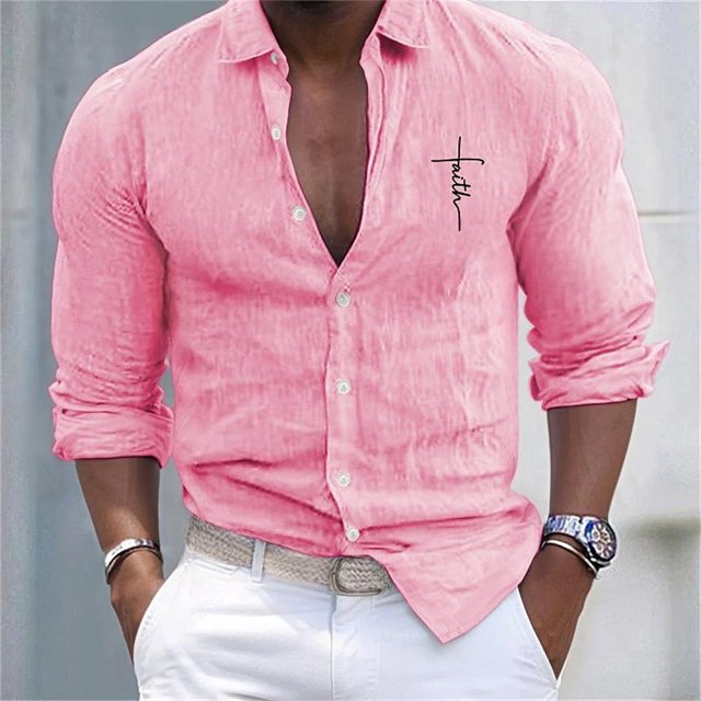 Camisa de hombre con estampado floral y solapa de talla grande, ropa de calle de uso diario, manga larga, ropa estampada, diseño retro, informal, 2024