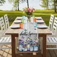 thumbnail image 4 of Table Runners 120 Inches Long Dress Scarves, Hello Spring Farmhouse Coffee/Dining/Kitchen Table Runner for Living Room, Pastoral Purple Bottle Floral Gray Wooden 13x120 Inch, 4 of 9
