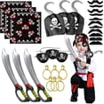 thumbnail image 1 of YANSION Disfraz Pirata Niño con Bandana de Capitán Pirata Parche de Ojo Pirata Espada Pirata Gancho Pendientes Bigote Pirata Accesorios Pirata para Carnaval Halloween y Fiesta Pirata, 1 of 7