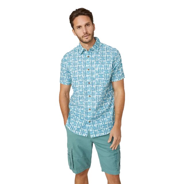 Mantaray - Camisa Tetris Tabla de Surf para Hombre (Azul)