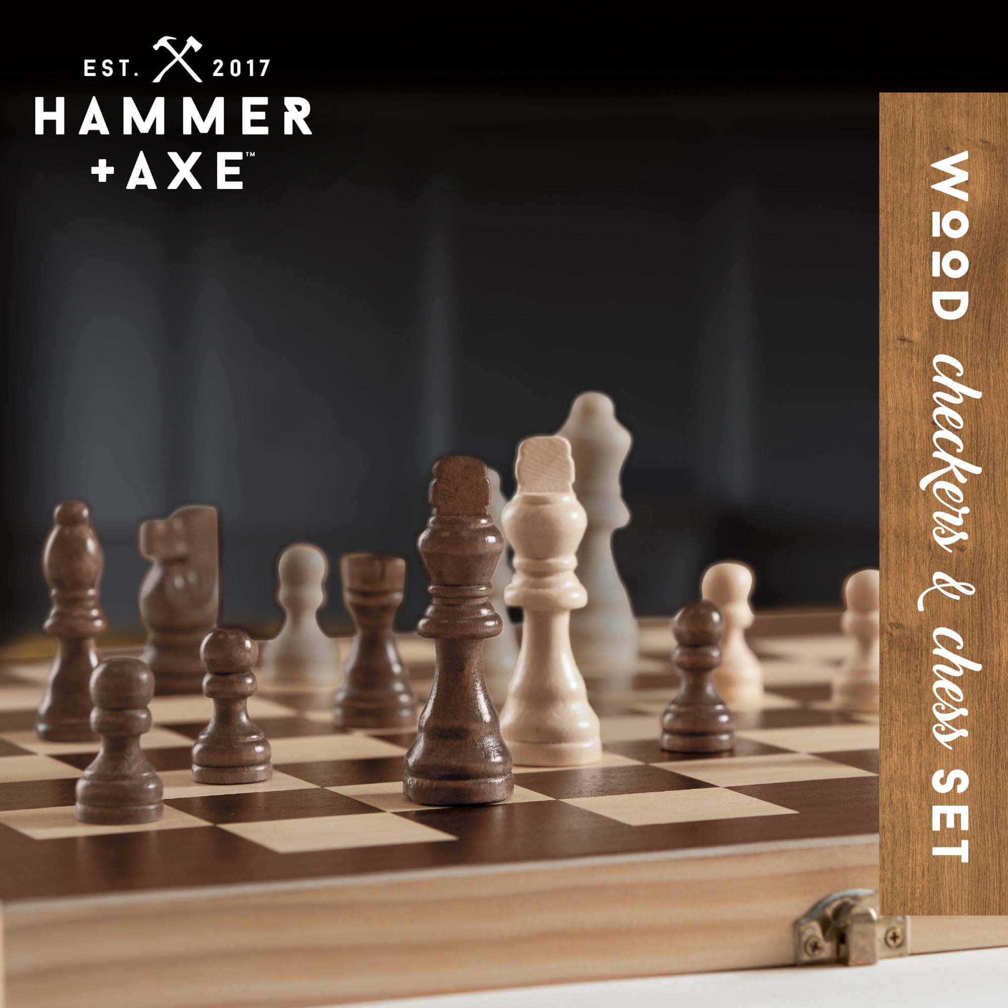 Hammer + Axe Checkers and Chess Set, 2 Games in 1
