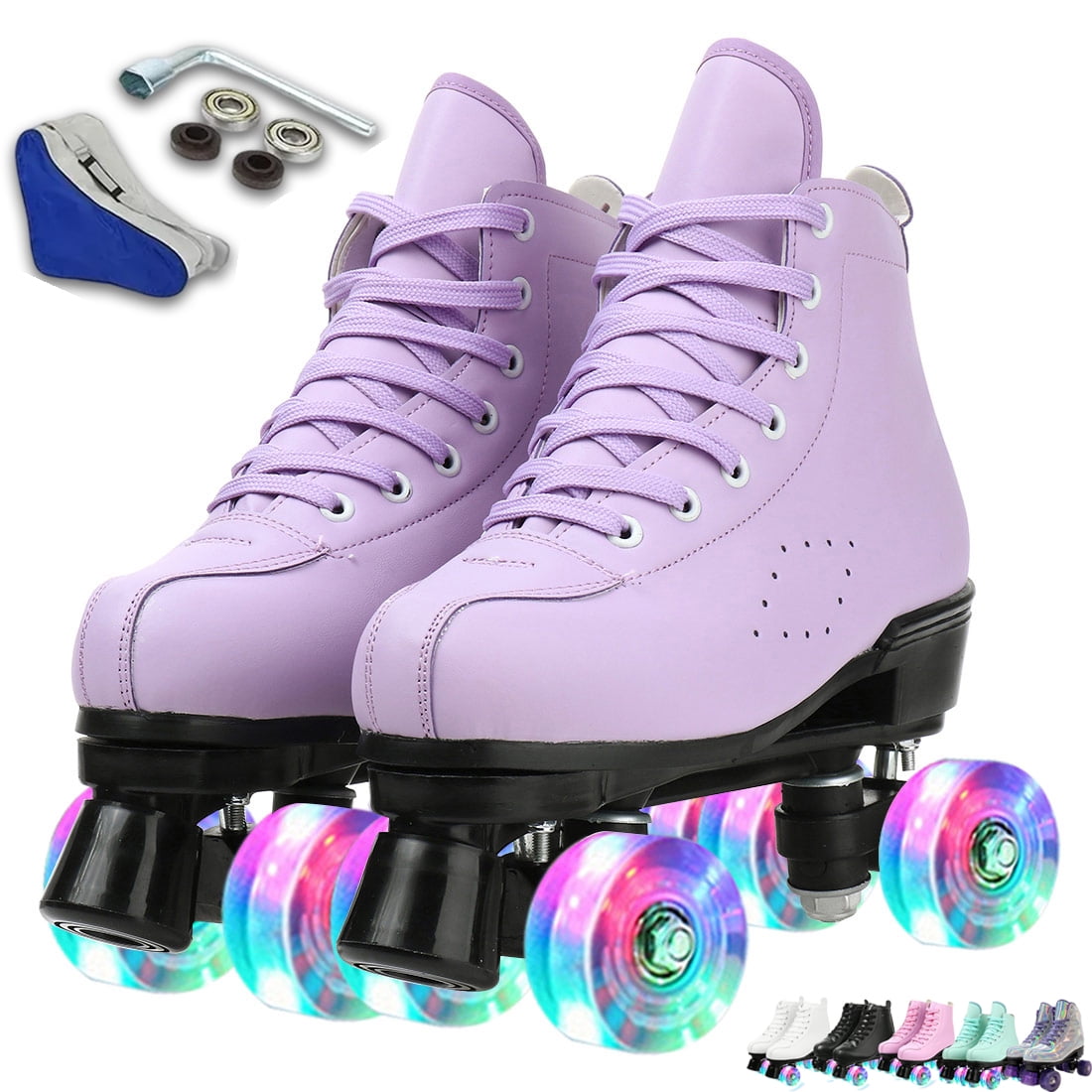 Women's Roller Skates Classic Purple Shiny Skates Soft Cozy DoubleRow