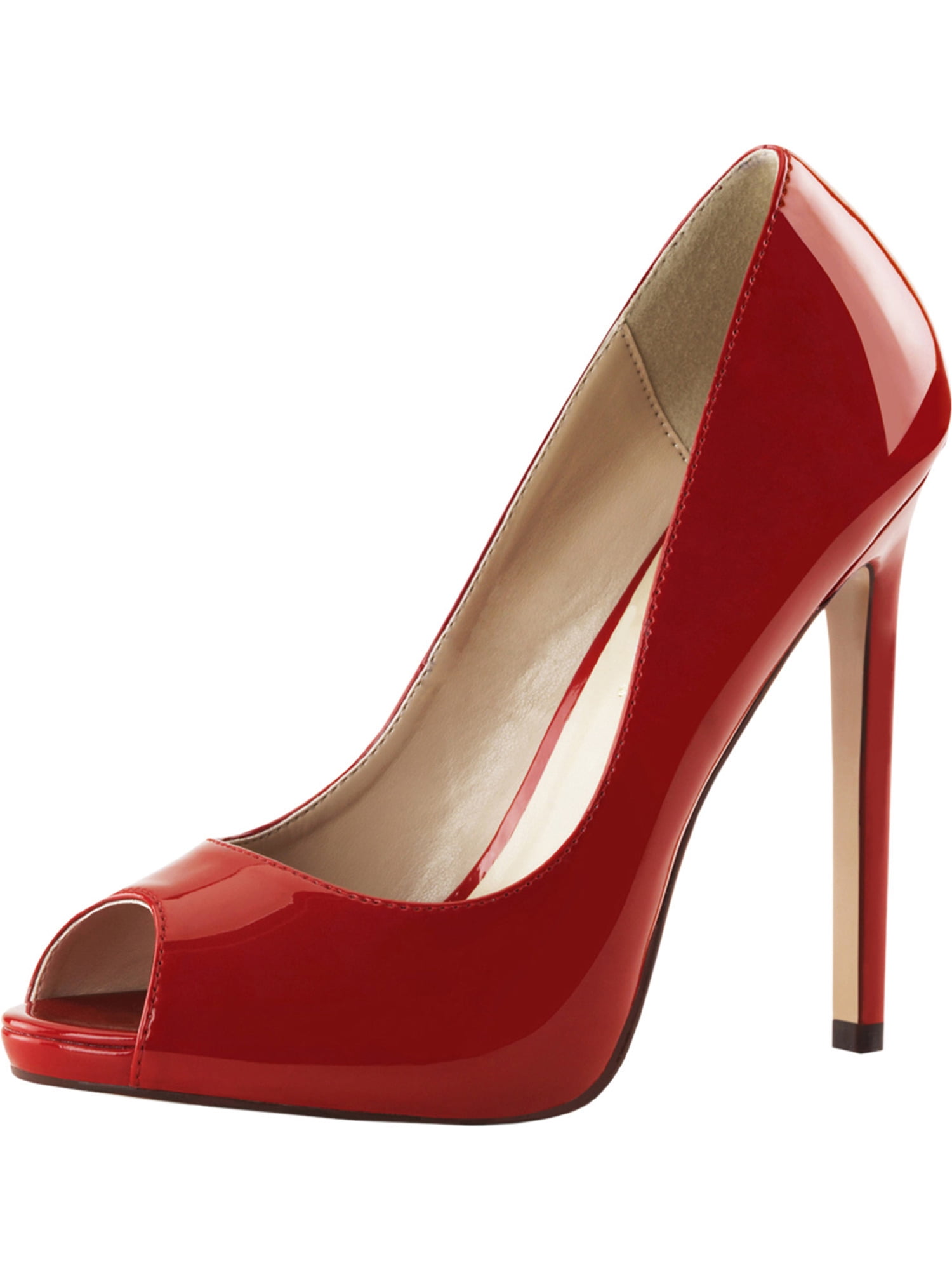 red peep toe high heels