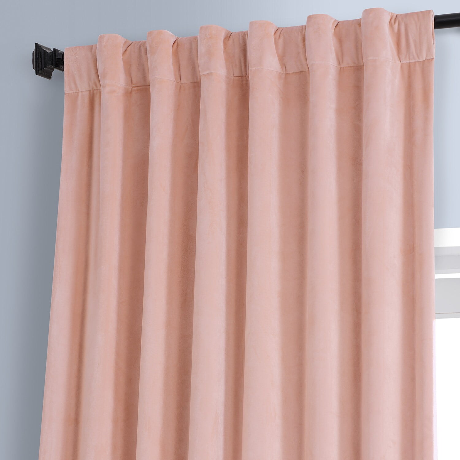 HPD Half Price Drapes Signature Apricot Blossom Plush Velvet Hotel Blackout Curtain (1 Panel), Apricot Blossom, 50W X 84L