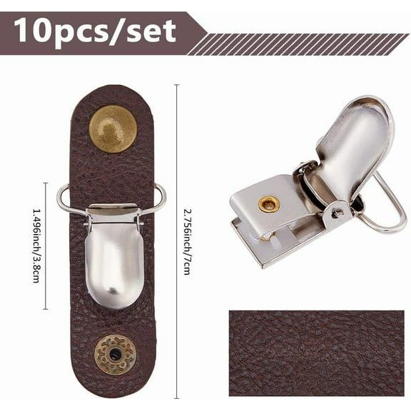 10Pcs Pant Leg Clamp Jeans Brown Pant Leg Straps Clips Holder Motorcycle Shoes Boots Pants Clip Boot Straps Pant Stirrups Clips Boot Clips Fasteners Clips for Boot Shoes