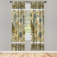 thumbnail image 3 of Ambesonne Leopard Print Curtains 2 Panel Set, Wild Jungle Botanical, Pair of - 28" x 63", Sand Brown and Laurel Green, 3 of 4