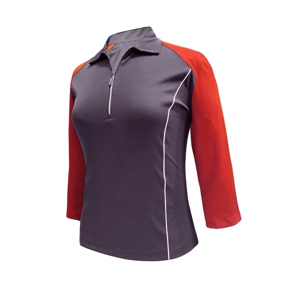 Monterey Club Women's Victory Contrast Zip 3/4 Sleeve Golf Polo Shirt #2371