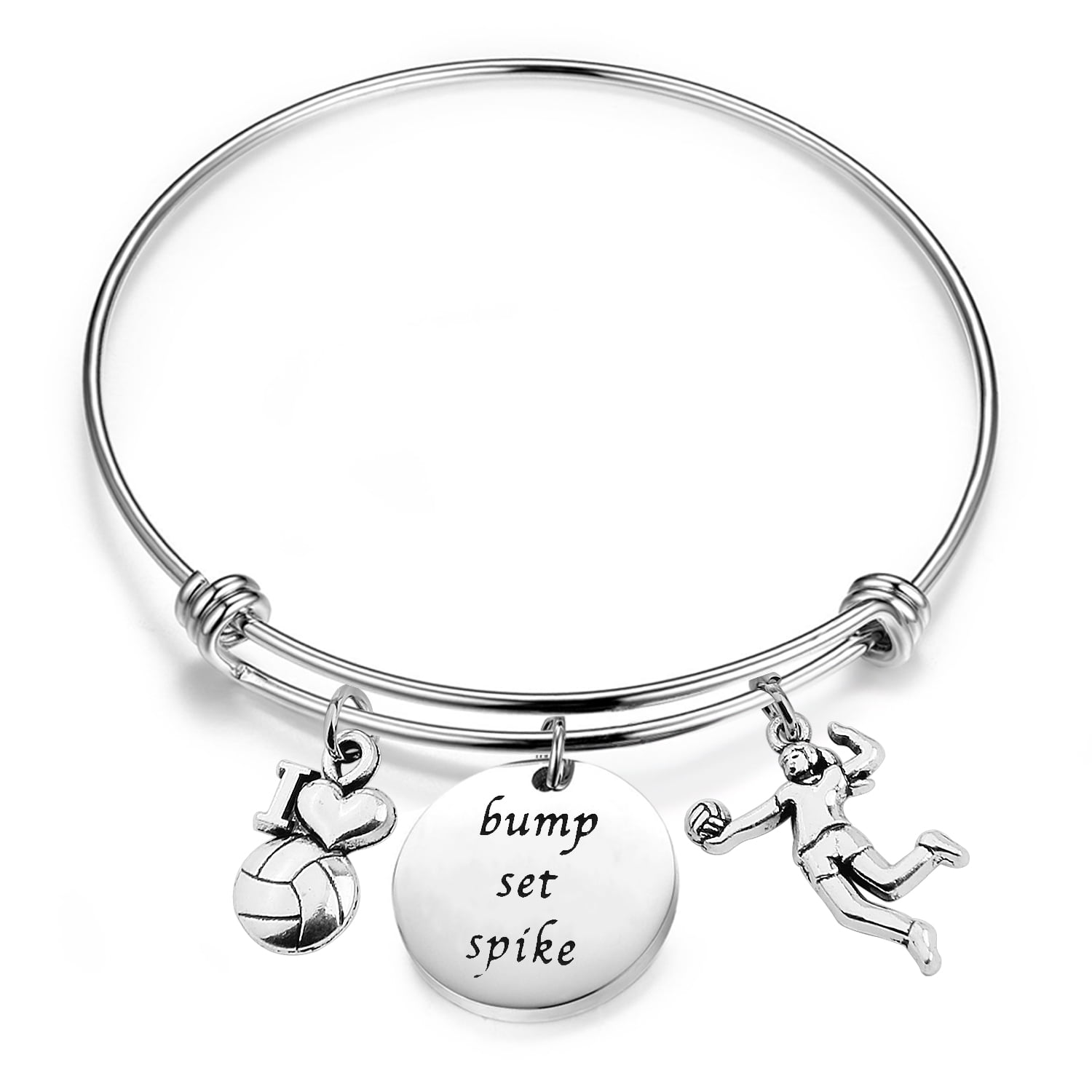 SATINIOR 2 Pieces Volleyball Softball Charm Bangle Bracelet Jewelry Gift for Ball Players