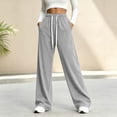 thumbnail image 7 of Wide Leg Sweatpants for Women Ghalytn Drawstring Elastic Waist - Loose Full Length Casual Pants with Side Pockets, 7 of 7