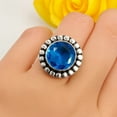 thumbnail image 6 of SATYAVIE JEWELLERY 925 Sterling Silver Ring For Womens Natural Swiss Blue Topaz Ring Sterling Silver Cocktail Ring Yellow Gemstone Ring Size US 7, 6 of 6