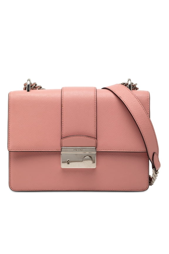 Pre-Owned Prada Chain Shoulder Bag 1BD034 Pink Saffiano Leather Women's PRADA (Good)