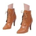 thumbnail image 3 of Leozcaa Women's Ankle Boots Stiletto High Heel Pointed Toe Short Lace up Leather Casual Dress Boots, 3 of 8