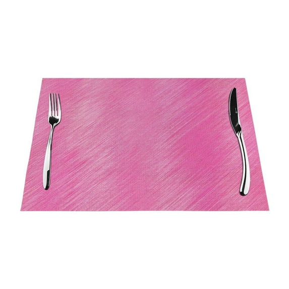 YFYANG Washable Heat-Resistant Placemats, 70% PVC/30% Polyester, Pink Textured Background Kitchen Table Mat, 12" x 18" 4 Piece