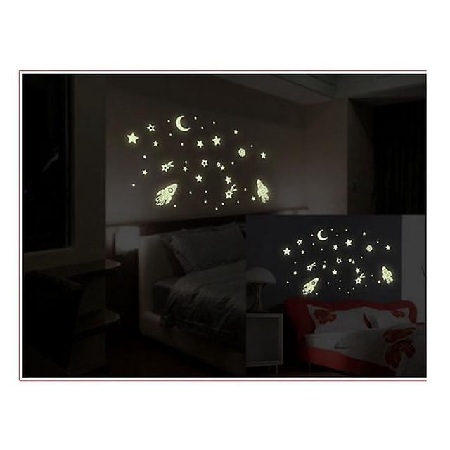 Adhesivo de pared HUOGUO Cartoon Cosmic Star Spaceship 45 x 60 cm