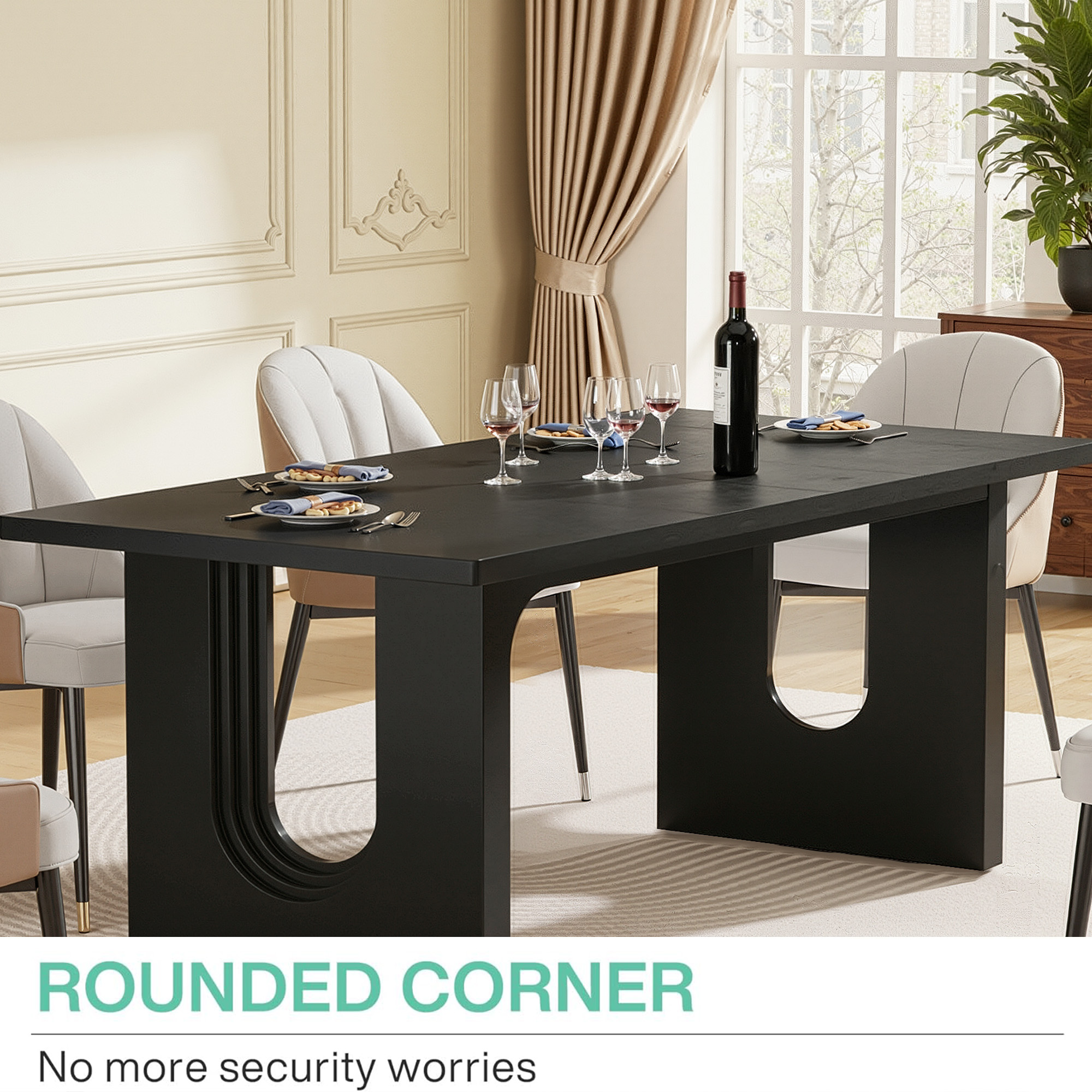 MAYEERTY 71" Modern Executive Desk, High-Quality Engineered Wood with Double Pedestal Base