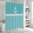 thumbnail image 5 of Polyester Fabric Blue Morocco Shower Curtain, Modern Geometric Nautical Anchor Stripe Waterproof Bathtub Curtain Bathroom Decor Set with Hooks 72 x 84 Inches, 5 of 6