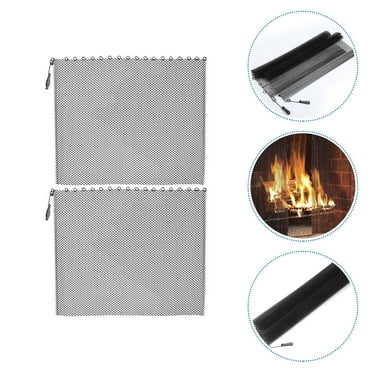 Huaq Fireplace mesh curtains Fireplace screen Fireplace screen tools [Set 2: 2pcs (24*19in/61*48.3cm)]