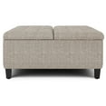 thumbnail image 2 of SIMPLIHOME Harrison Pouf de Rangement Carré de 36 Pouces de Large pour Table Basse avec Dessus Relevable, Tabouret Repose-Pieds Cocktail en Tissu Tweed Platine Capitonné Rembourré pour le Salon, Traditionnel, 2 of 2