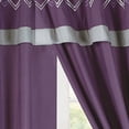 thumbnail image 4 of Chezmoi Collection Arden 4-Piece Modern Purple/Gray/Black Zigzag Stripe Embroidery Window Curtain Panel Set with Sheer Backing Valance Tassels, 120 inch x 84 inch, 4 of 9