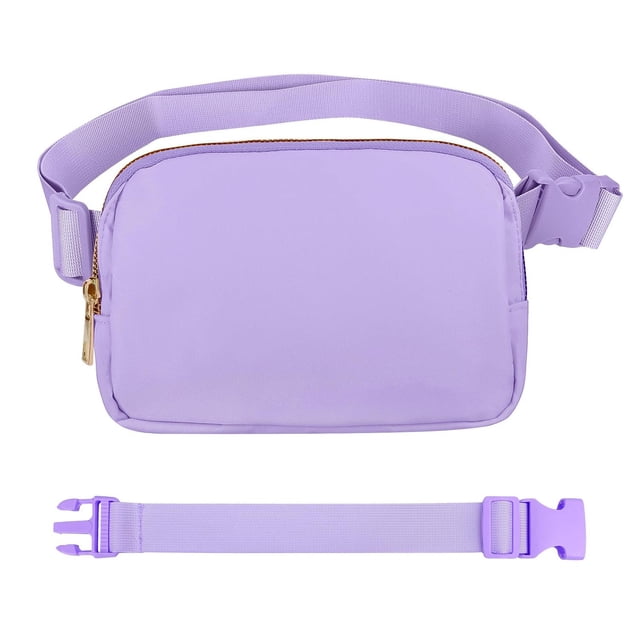 VOROLO Riñonera para mujeres y hombres con correa ajustable, Violeta con cuerda, 1 paquete con cuerd