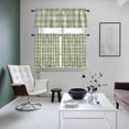 thumbnail image 4 of Sage Green Plaid Kitchen Curtains Sets for Windows 24 Inch Length, Modern Art Checkered Farmhouse Rod Pocket Window Treatments Tier Curtains and Valances Set for Bedroom/Bathroom, 4 of 8