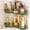 Green, variant on Makeup Organizer for Vanity, 2-Tier Corner Bathroom Organizer Countertop with Makeup Brush Holder, Corner Counter Storage for Bathroom Dresser-Amber Gold