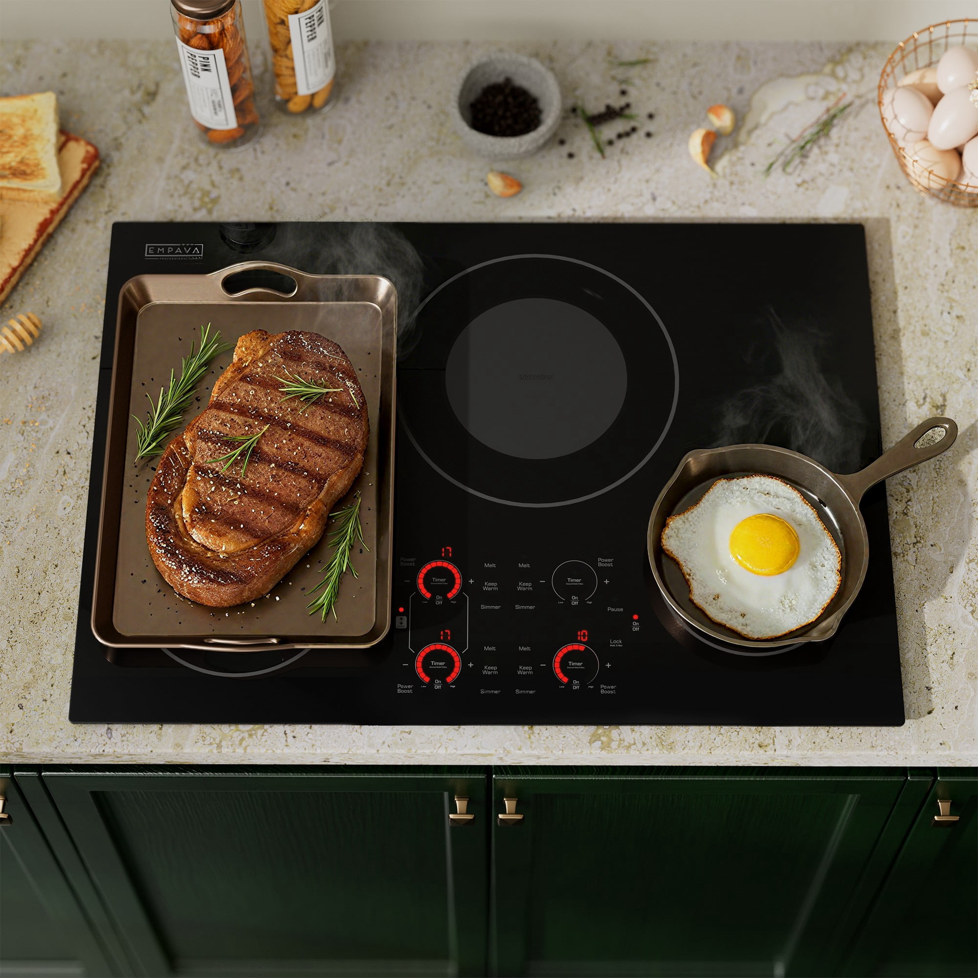 30 in. Built-In 8700W Smooth Surface Electric Stove Induction Cooktop - 4 Power Boost Burners - Bridge Element in Black