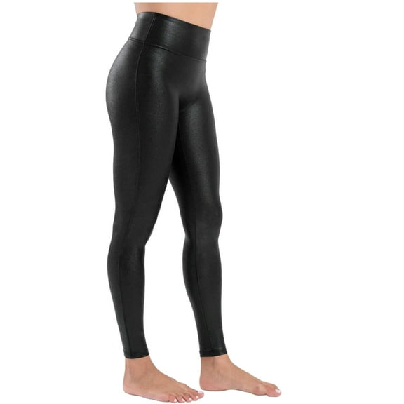 Tagoo Faux Leather Leggings for Women with Tummy Control Medium