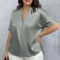 thumbnail image 4 of Womens Plus Size Short Sleeve Tops Solid Color Round Neck Casual T-Shirt Soft Breathable, Womens Plus Size Summer Tops, 4 of 5