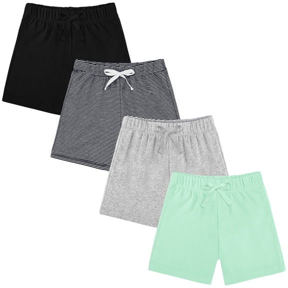 Resinta 4 Packs Unisex Baby Toddler Cotton Shorts Baby Pull-on Shorts with Drawstring Soft Summer Clothes for Daily Wear