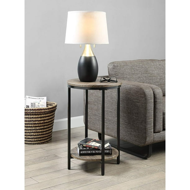 Abington Lane TwoTiered Round End Table with Storage Shelf, Distressed