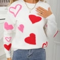 thumbnail image 2 of Fengactive Heart Sweater for Women Cute Print Crewneck Long Sleeve Oversized Sweaters 2025 Trendy Knit Pullover Tops, 2 of 9