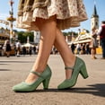 thumbnail image 2 of Win s Way Women's Oktoberfest Mary Jane Shoes Suede Heel Dress Pumps, 2 of 6