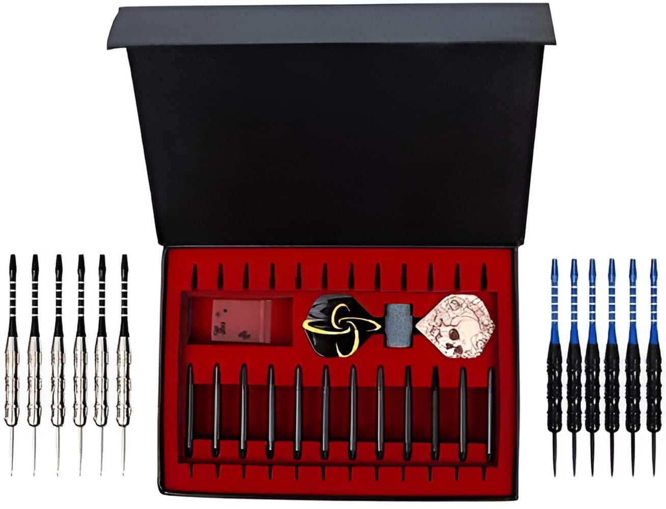 WINSDART Steel Tip Darts Set 12 Pack 22 Grams with 2 Style Flights and Darts Sharpener, Gift Box