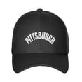 thumbnail image 2 of Daxton USA Cities States Baseball Hat Cap Arch Letters, Pittsburgh Black White, 2 of 2