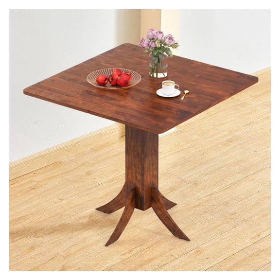 Yunken Square Dining Table with Pedestal Base and Rubber Wood Frame, Modern Kitchen Table for 2-4,