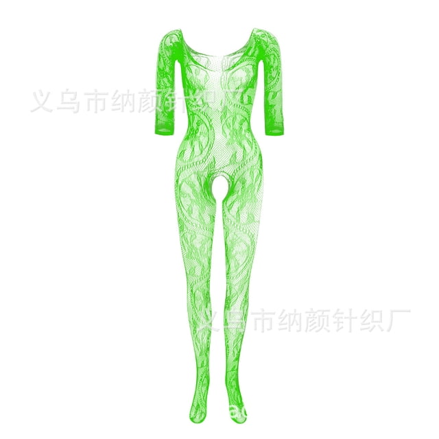 Pink Temptation New One-Piece One-Piece Fishnet Clothes Big Dragon Pattern Open-Off Sexy Lingerie W088