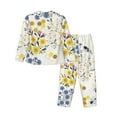 thumbnail image 2 of Kll Wildflower Honeybee Print Women'S Long Sleeve Pajamas With Pants Sleepwear Loungewear 2 Set-X-Large, 2 of 9