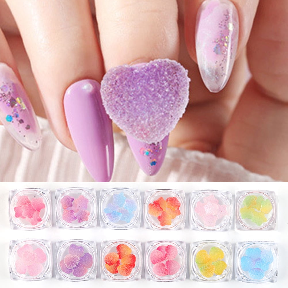 Xdian 2 Boxs Mixed Color Fudge Shape Peach Heart Diy Nail Art Decorations Accessories Walmart Com