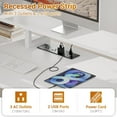 thumbnail image 2 of Homieasy Computer Desk with 3 Drawers, Home Office Desk with Power Outlet, 59'' Gaming Desk with Led Lights, Long Work Desk with Storage Shelves, Printer Cabinet and Monitor Shelf, White, 2 of 7