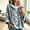 Light Blue, variant on Women's Leopard Print Hooded Knit Cardigan Batwing 3/4 Sleeve Button Down Loose Casual Sweater, S