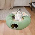thumbnail image 1 of Pet Cat Playing Tunnel Toys Plegable con cojín desmontable Regalo de vacaciones Fácil de instalar Suave Durable Resistente a los arañazos Almacenamien , Verde Yinane Cama tipo túnel para gatos, 1 of 8