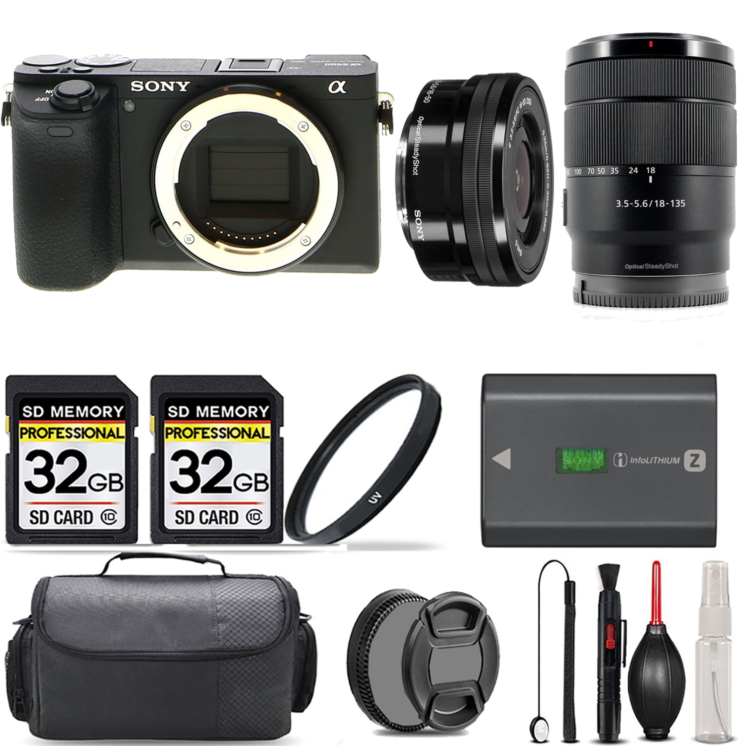 Sony a6600 Mirrorless Camera with 18135mm Lens + 1650mm f/3.55.6 OSS