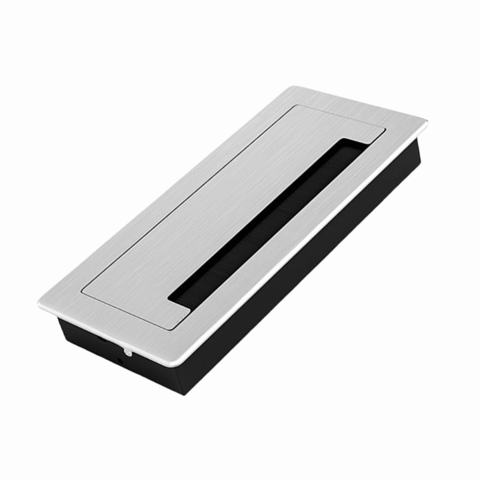 Aluminum Desk Cable Management Grommets with Brush Rectangular Metal Cord Hole Cover Upgrades for Office Computer Table