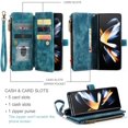 thumbnail image 3 of Para Samsung Galaxy Z Fold 4 5G Funda tipo billetera con Tarjetero, Muñequera con Correa de Cordón de Bolsillo con Cremallera Magnética con soporte, Funda tipo Billetera de Cuero con tapa, 3 of 8