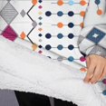thumbnail image 3 of Oversized Wearable Blanket Hoodie,Colorful Geometric Diamond Pattern Sherpa Blanket Hoodie with Super Pockets,Super Warm Fuzzy Pullover for Women & Men, 3 of 6