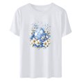 thumbnail image 4 of UPPADA Easter Femmes Oeufs Imprimé T-Shirts Heureux Easter Graphique Bunny Lapin Mignon T-Shirts Manches Courtes Décontracté Col Rond T-Shirts Été Basique Coupe Régulière Chemises Blanc,TTG, 4 of 5
