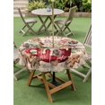 thumbnail image 3 of Outdoor Tablecloth with Umbrella Hole and Zipper, Christmas Round Table Cloth 54 Inch Waterproof Tablecloth, Winter Xmas Snowman Sugar Ice Cream Vintage Picnic Table Cover for Patio Camping, 3 of 7