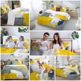 thumbnail image 5 of Watercolor Brush Bedding Duvet Cover Set Twin Size 4 Pieces Gray Yellow Abstract Modern Graffiti Bedding Set with Zipper Closure, 1 Comforter Cover 68x86 Inches 1 Flat Sheet & 2 Pillow Cases, 5 of 7