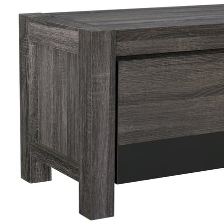 CorLiving - Joliet Duotone TV Bench for TVs up to 95" - Distressed Carbon Grey, Black Duotone